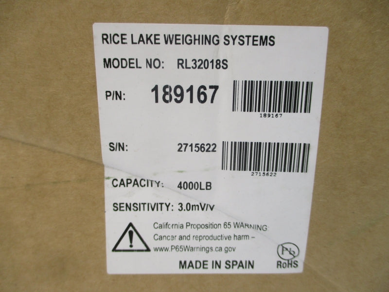 RICE LAKE WEIGHING SYSTEMS 189167 RL.32018S NSMP