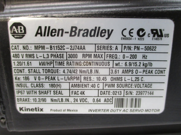 ALLEN BRADLEY MPM-B1152C-2J74AA SER. A 480VAC 3.61A NSMP