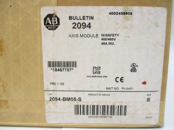 ALLEN BRADLEY 2094-BM05-S SER. B F/W 1.122 95-264VAC 33.8A NSMP
