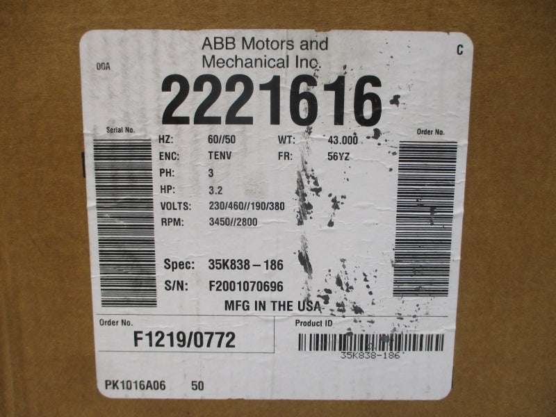 BALDOR 2221616 35K838-186 460V 4A NSMP