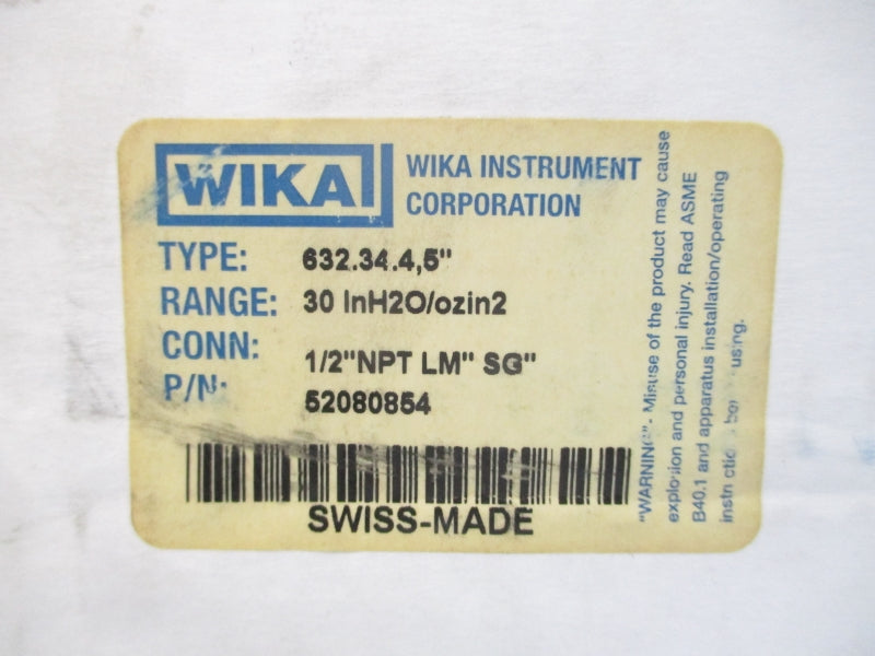 WIKA 52080854 632.34.4,5" 1/2" NSMP