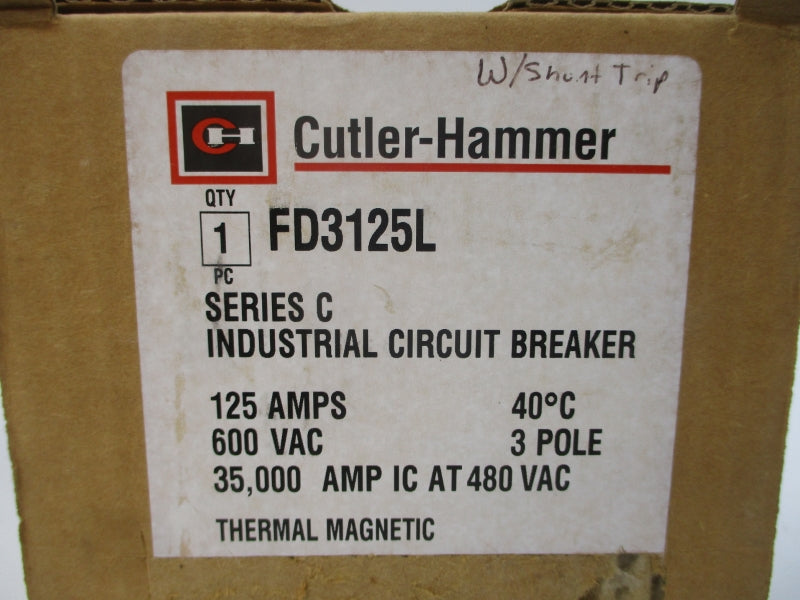 CUTLER HAMMER FD3125L 6639C94G98 600VAC 125A NSMP