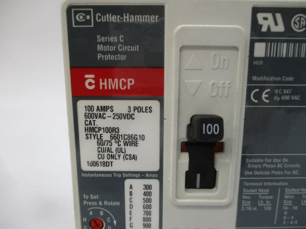 CUTLER HAMMER HMCP100R3 6601C86G10 SER. C 600VAC 100A NSMP