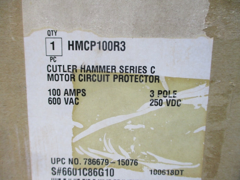 CUTLER HAMMER HMCP100R3 6601C86G10 SER. C 600VAC 100A NSMP