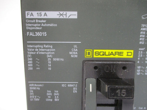 SQUARE D FAL36015 SER. 2 600V 15A NSMP