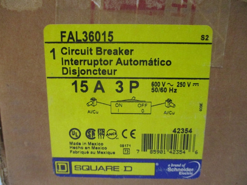 SQUARE D FAL36015 SER. 2 600V 15A NSMP