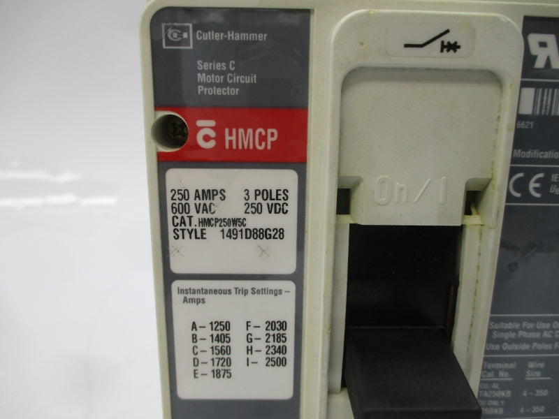 CUTLER HAMMER HMCP250W5C 1491D88G28 SER. C 600VAC 250A NSNP