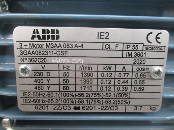 ABB M3AA063A-4 3GAA062311-CSF 230/460V 0.77A NSNP