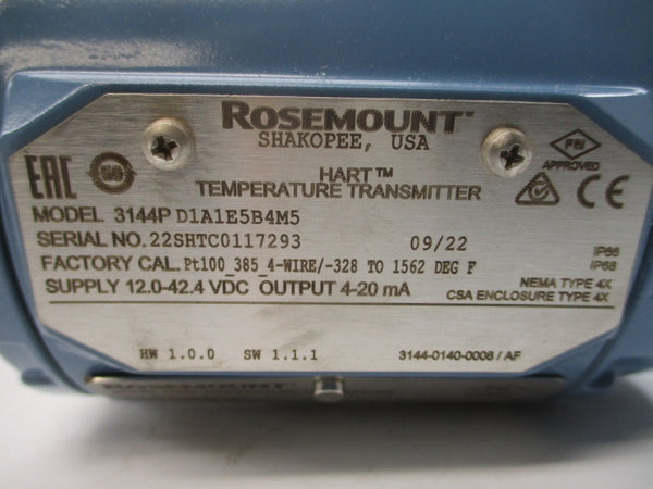 ROSEMOUNT 3144PD1A1E5B4M5 12.0-42.4VDC NSNP