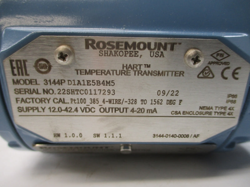 ROSEMOUNT 3144PD1A1E5B4M5 12.0-42.4VDC NSNP