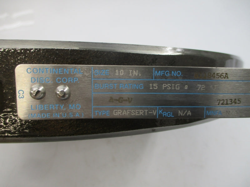 CONTINENTAL DISC 8118456A PTG06 15PSI 10" NSNP