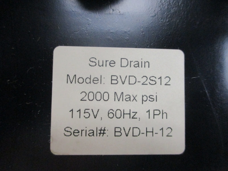 AIR SYSTEM PRODUCTS BVD-2S12 115/120V 2000PSI 1/2" NSMP