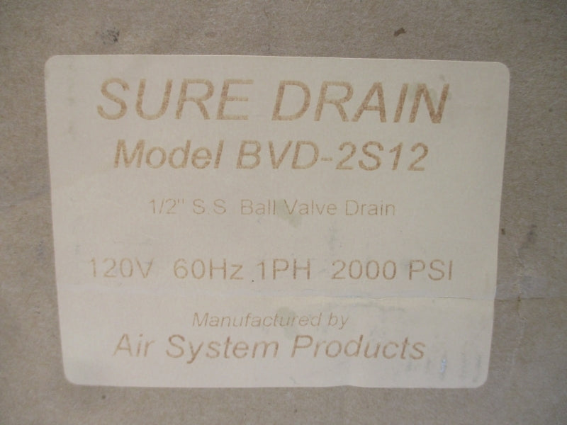 AIR SYSTEM PRODUCTS BVD-2S12 115/120V 2000PSI 1/2" NSMP