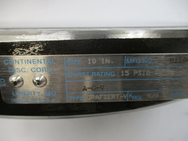 CONTINENTAL DISC 8118456A PTG06 15PSI 10" NSMP