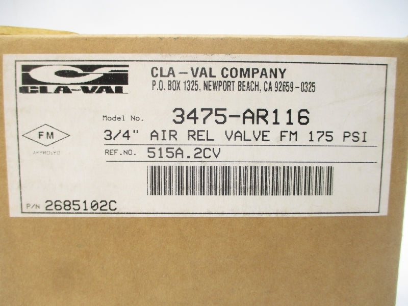 CLA-VAL 3475-AR116 2685102C 175PSI 3/4" NSMP