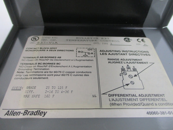ALLEN BRADLEY 837-V1A SER. A 24-600VAC (BR/WH) NSMP