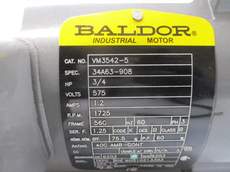 BALDOR VM3542-5 34A63-908 575V 1.2A NSMP