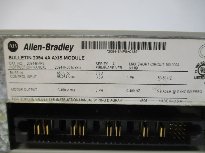 ALLEN BRADLEY 2094-BMP5 SER. A F/W V1.89 95-264VAC 3.5A NSMP