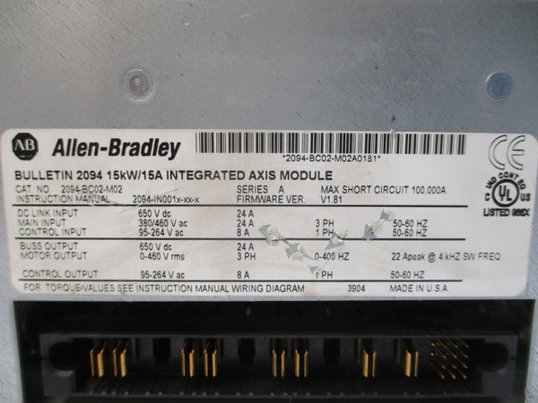 ALLEN BRADLEY 2094-BC02-M02 SER. A F/W V1.81 380/460VAC 24A NSNP