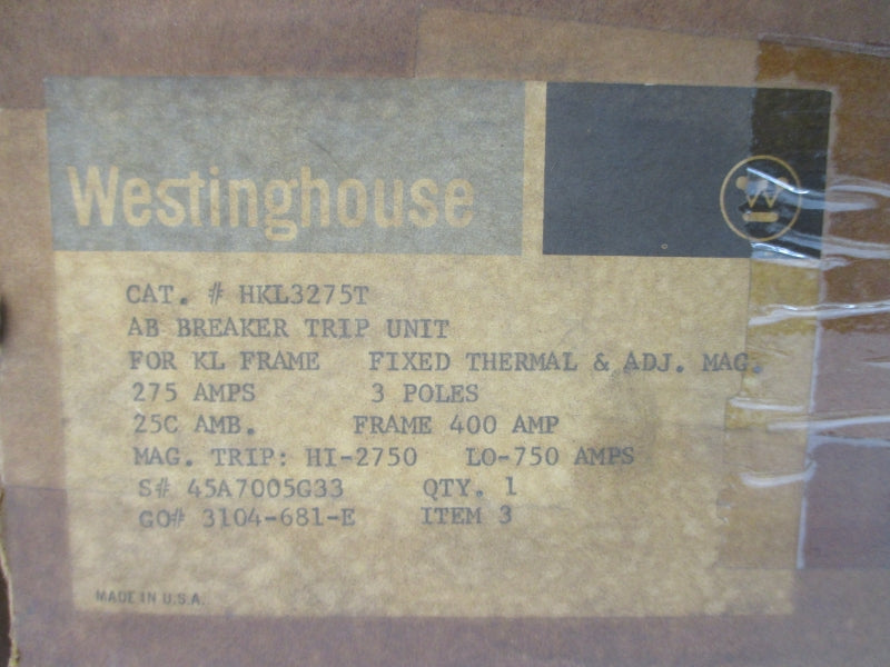 WESTINGHOUSE HKL3275T 45A7005G33 275A NSMP