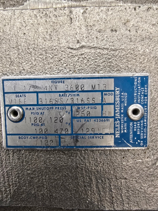 NELES-JAMESBURY 4NX3600MT3 1100PSI 1-1/2" NSNP