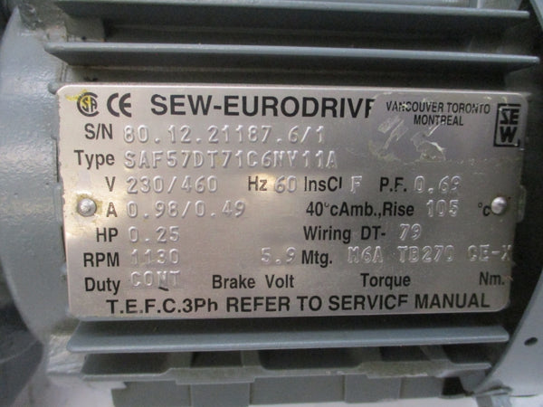SEW-EURODRIVE SAF57DT71C6NV11A 230/460V 0.98/0.49A NSNP