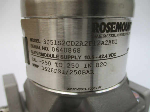 ROSEMOUNT 3051S2CD2A2F12A2AB1 10.5-42.4VDC 3626PSI NSMP