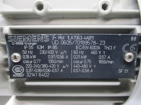 SIEMENS 1LA7063-4AB11 230/400-460V 0.97/0.56-0.57A NSMP