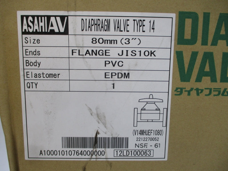 ASAHI V14MHUEF1080 12LD1-00063 150PSI 3" NSMP