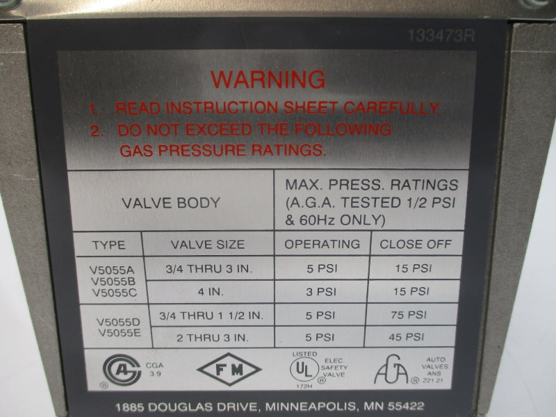 HONEYWELL V4055A1320 110/120V 1.57/.13A 5-75PSI 1-13S NSNP