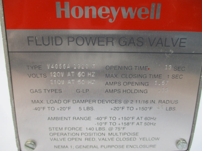 HONEYWELL V4055A1320 110/120V 1.57/.13A 5-75PSI 1-13S NSNP