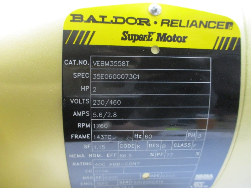 BALDOR VEBM3558T 35E060G073G1 105603100BQF 230/460V 5.6/2.8A NSNP