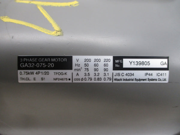 HITACHI GA32-075-20 200/220V 3.5-3.2/3.1A NSNP