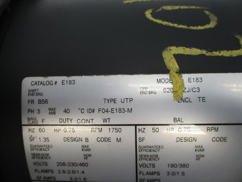 US MOTORS E183 F04-E183-M 208-230/460V 2.8-2.8/1.4A (AS PICTURED) NSNP