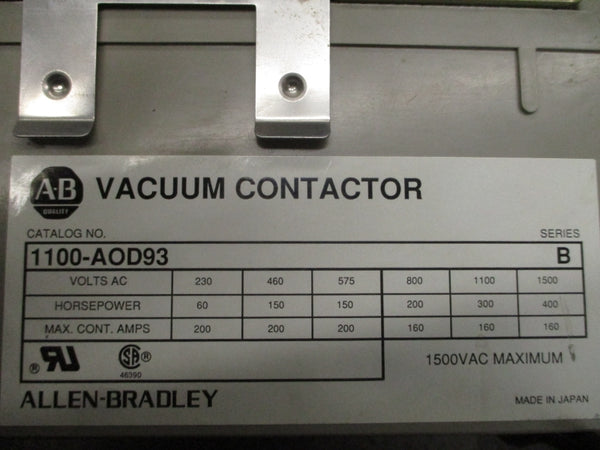 ALLEN BRADLEY 1100-AOD93 SER. B 100-127V 200A UNMP