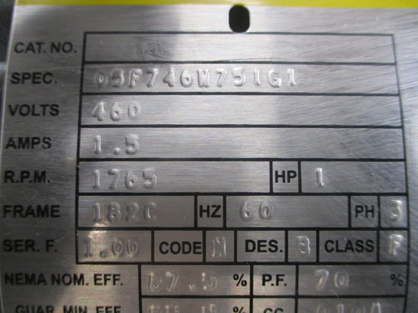 BALDOR 05F746H751G1 460V 1.5A NSNP