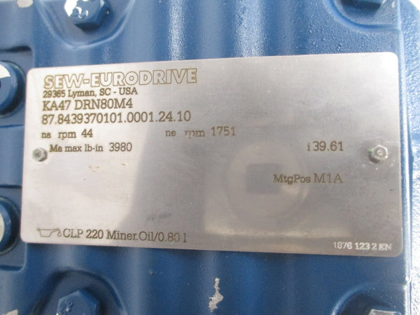 SEW-EURODRIVE KA47DRN80M4 230/460V 3.10/1.56A NSNP