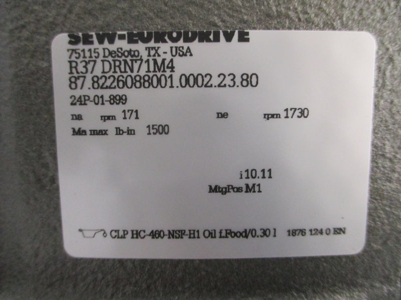 SEW-EURODRIVE R37DRN71M4 230/460V 1.83/0.91A NSNP
