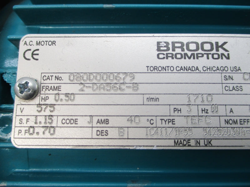 BROOK CROMPTON 020D000679 5425203WA-02 575V 0.78A NSNP