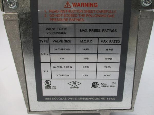 HONEYWELL V4055D1035 110/120V 1.57/.13A 5-75PSI 1-13S NSNP