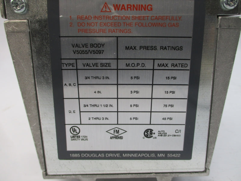 HONEYWELL V4055D1035 110/120V 1.57/.13A 5-75PSI 1-13S NSNP