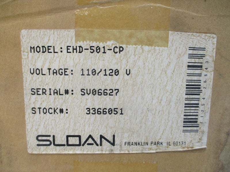 SLOAN EHD-501-CP 110/120V 12.5A NSMP