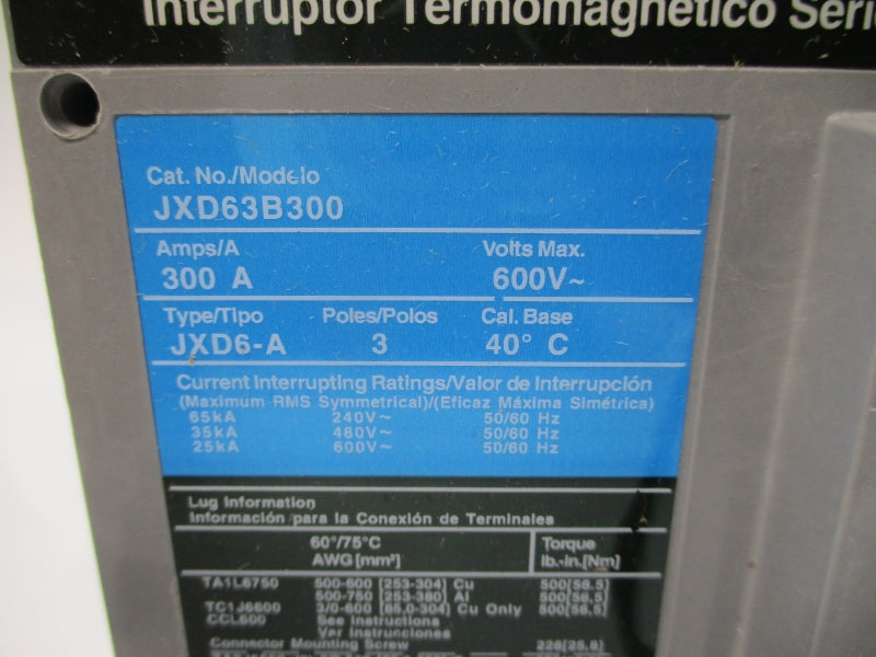 SIEMENS JXD63B300 600V 300A NSMP