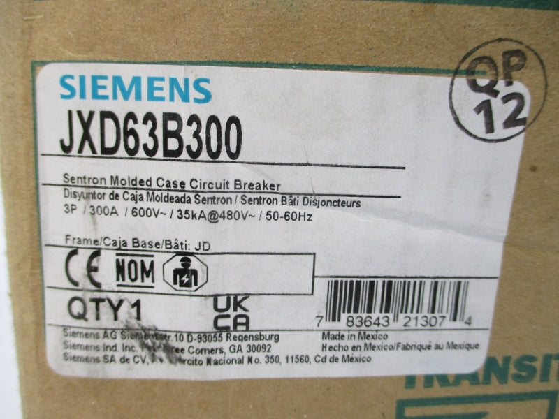 SIEMENS JXD63B300 600V 300A NSMP