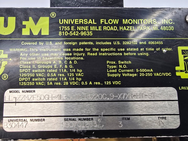 UFC LL-ZZMZF5DGH-4L-3C1.14/20C.9-X7XR-HT-ST 20-250VAC/DC 5A UNMP