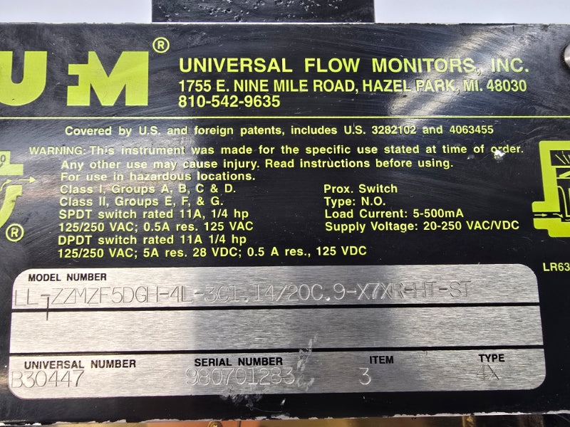 UFC LL-ZZMZF5DGH-4L-3C1.14/20C.9-X7XR-HT-ST 20-250VAC/DC 5A UNMP