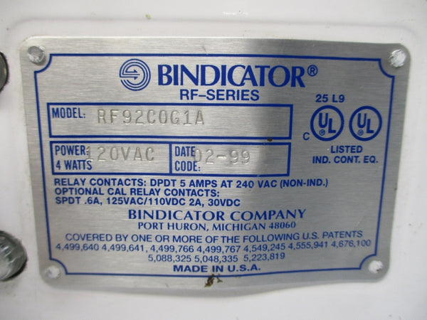 BINDICATOR RF92C0G1A 120/240VAC 5A UNMP