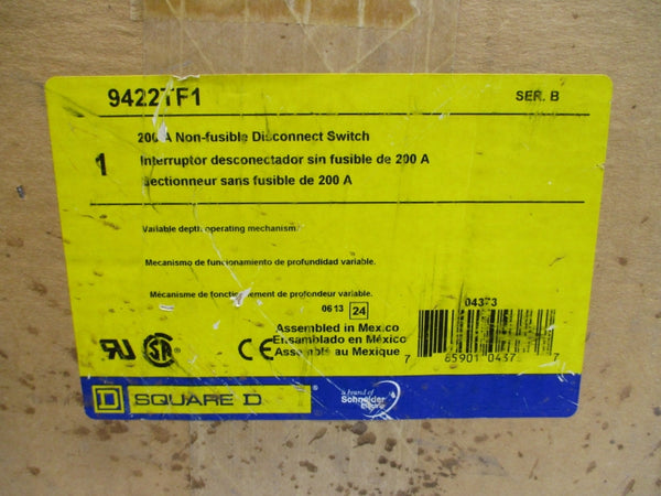SQUARE D 9422TF1 SER. B 600VAC 200A NSMP