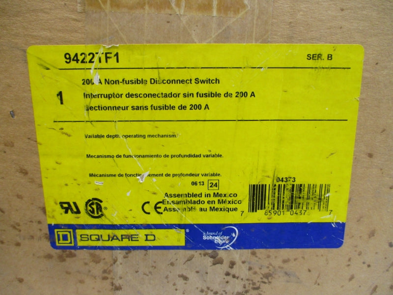 SQUARE D 9422TF1 SER. B 600VAC 200A NSMP