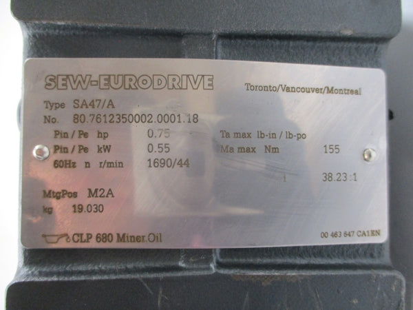 SEW-EURODRIVE SA47DRS71M4/ARD8 460V 1.25A NSNP
